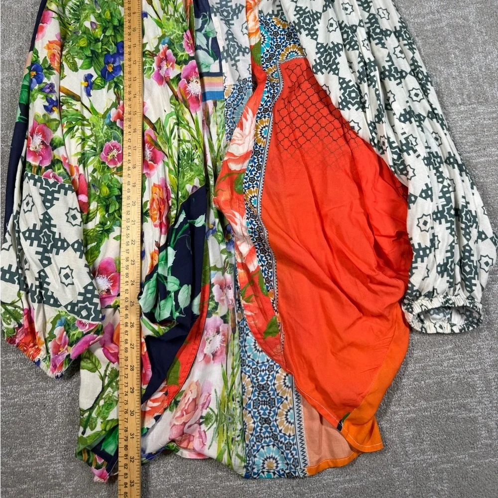 Anthropologie Dylan Batwing Multicolor Floral Geometric Print Cocoon Kimono NWT - Picture 2 of 6